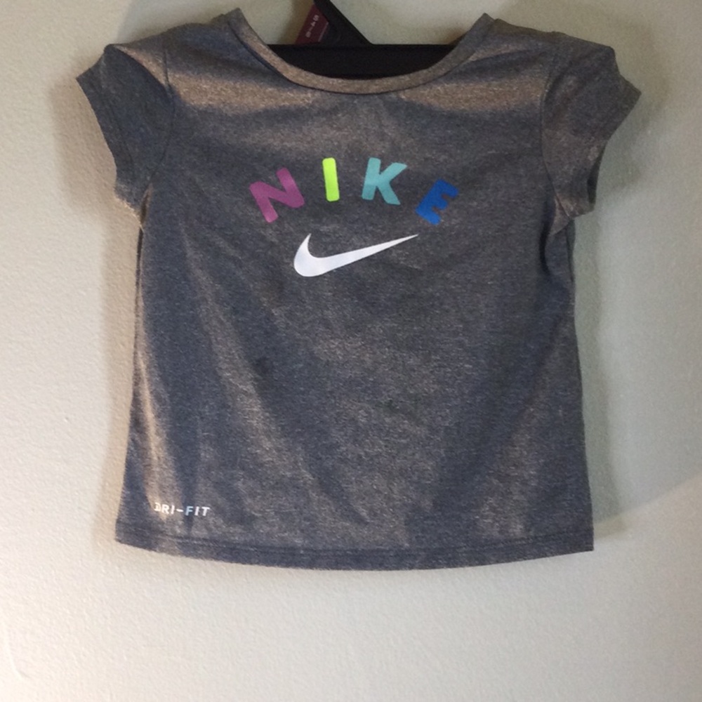 Nike Kids Gray Tee with Colorful Logo